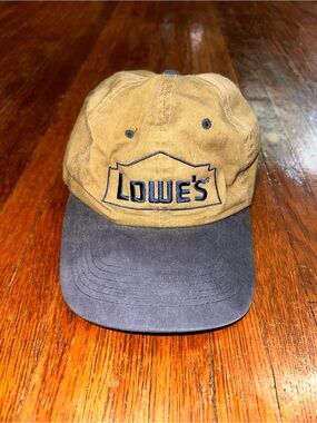 Vintage Lowe’s Beige Blue Adjustable Dad Hat